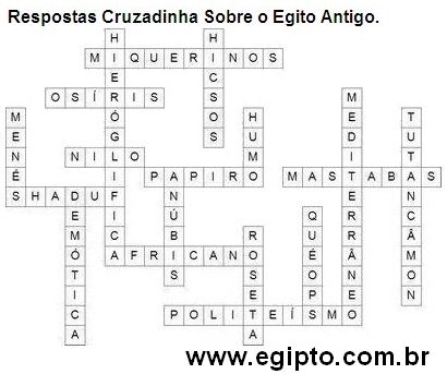 Resposta Cruzadinha de História Sobre o Egito Antigo