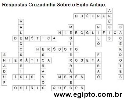 Resposta Passatempo Para Imprimir Sobre a História do Egito Antigo